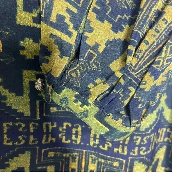 TWELFTH STREET BY CYNTHIA VINCENT Anthropologie Green Print Silk Dress Size 4 - Picture 6 of 9